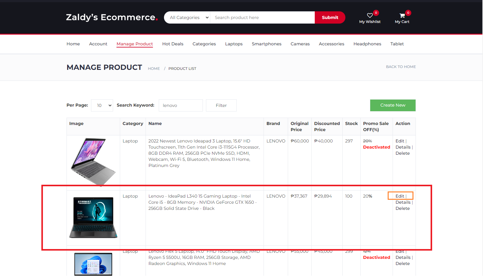 edit product details